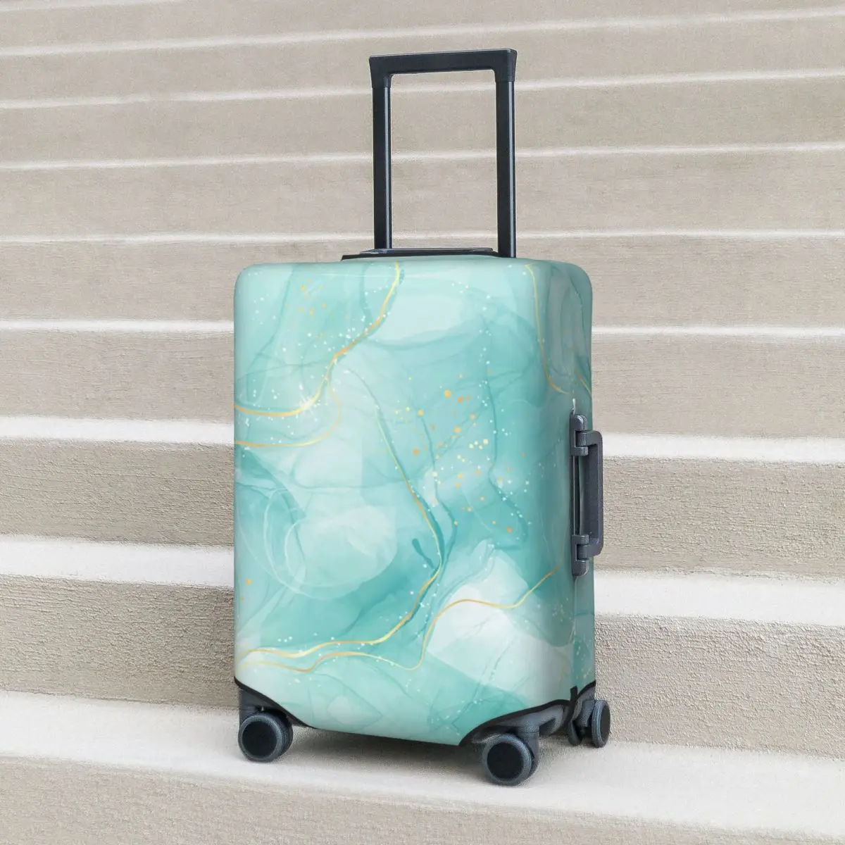 

Marble Aqua Suitcase Cover Vacation Green Gradient Practical Luggage Accesories Travel Protection