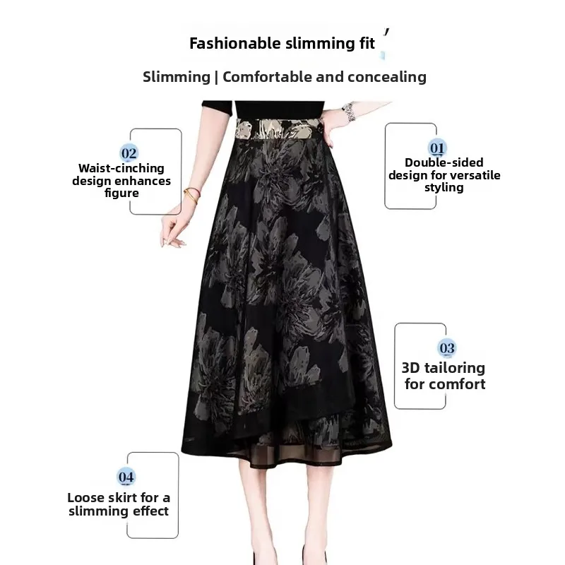 

Юбка с высокой талией Me, женская юбка-миди трапециевидной формы, шифоновая дышащая юбка с принтом, лето-осень, повседневная одежда из полиэфирного волокна