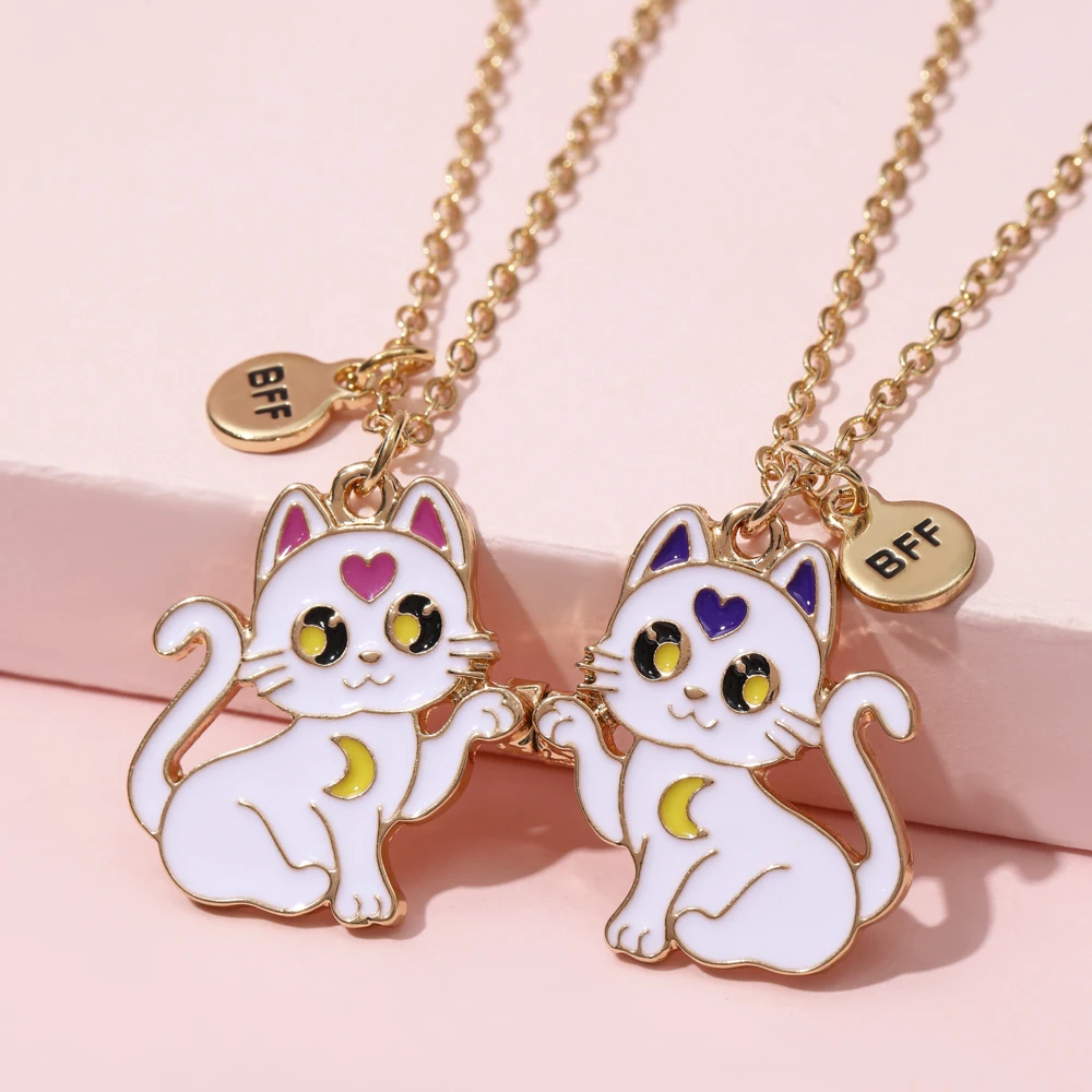 2 pz/set collana di amicizia con ciondolo a forma di gatto carino BFF Girls Best Friends gioielli regalo per le donne