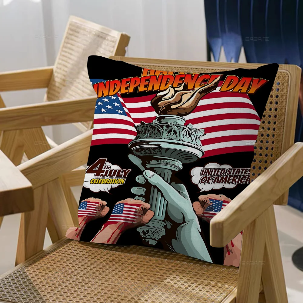 American Independence Day Office Cushion Pillowcase Car Cushion Cover45X45CM Lumbar Pillowcase Sofa Pillowcover