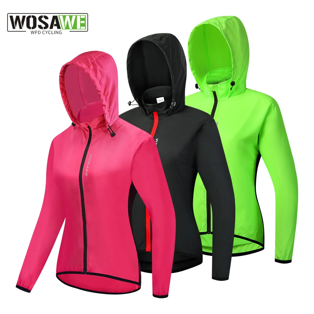 WOSAWE Women Cycling Jacket Hooded Windproof Sleeveless Jacket Reflective Vest Downhill Moutain Bike Jacket Ciclismo Sportswear