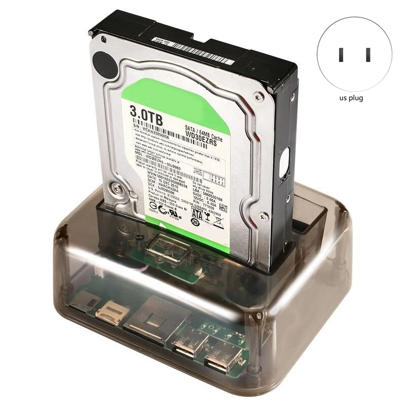 HDD Docking Station USB3.0 IDE SATA Hard Disk Drive Case HDD Enclosure for 2.5 /3.5 Inch HDD/SSD Card Reader(US Plug)