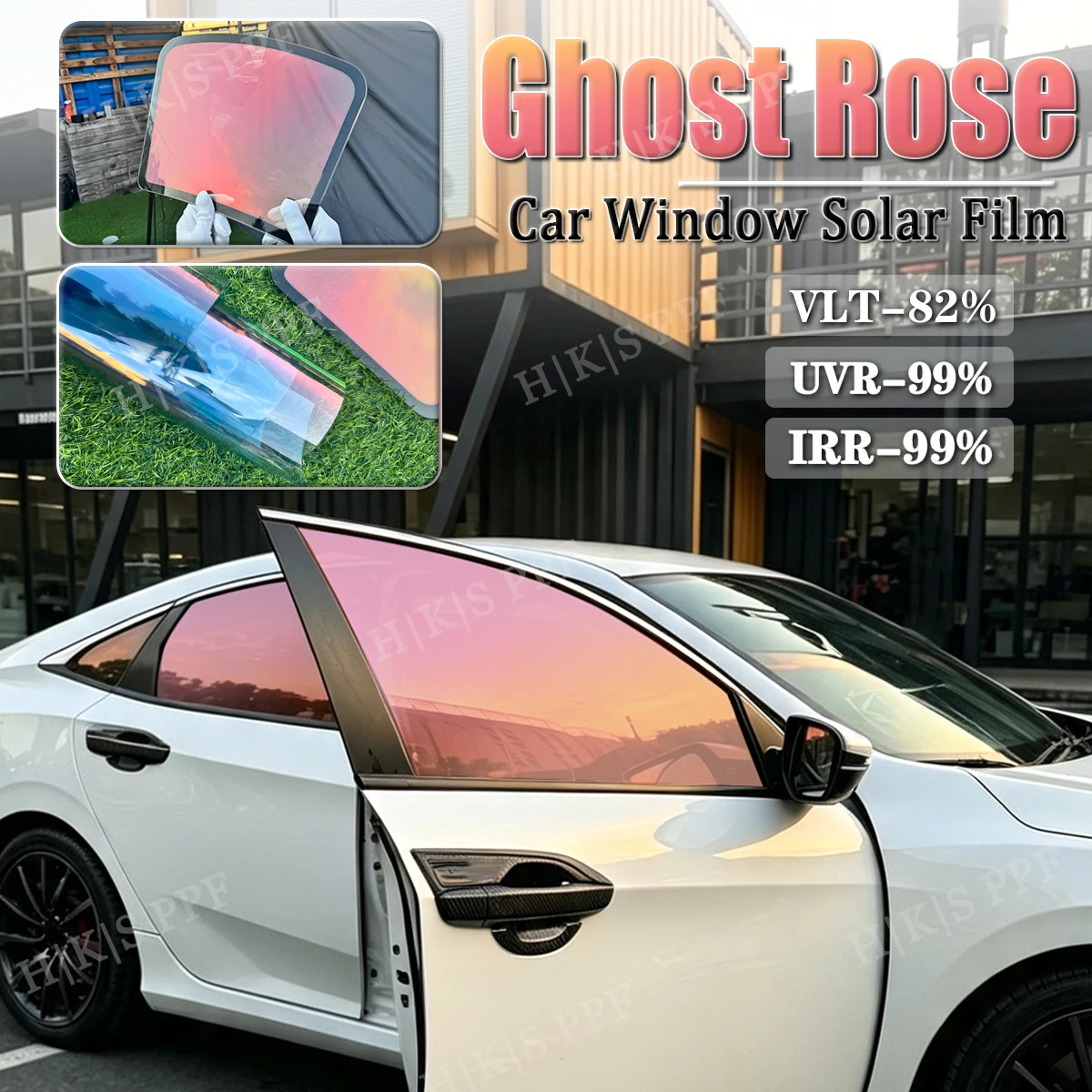 Car Window Ghost Rose Dragon Colored Film 82%VLT Insulation UV High-Definition Privacy Solar Film Car Windshield Protective Film