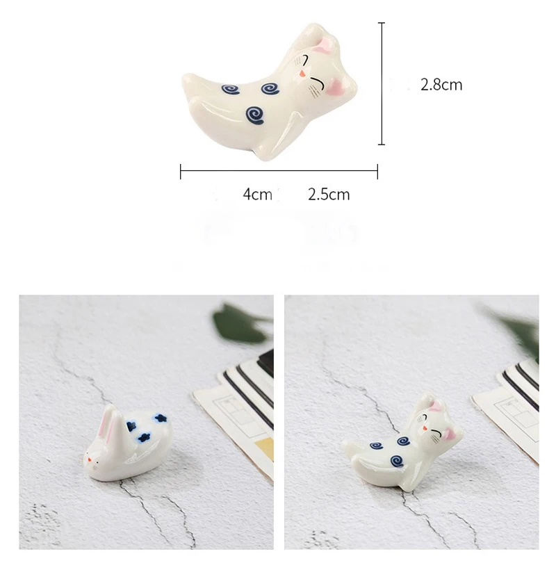 Artesanías de decoración de mesa, soporte para palillos de conejito bonito, soporte para palillos de cerámica, almohada para palillos japoneses para Cocina asiática