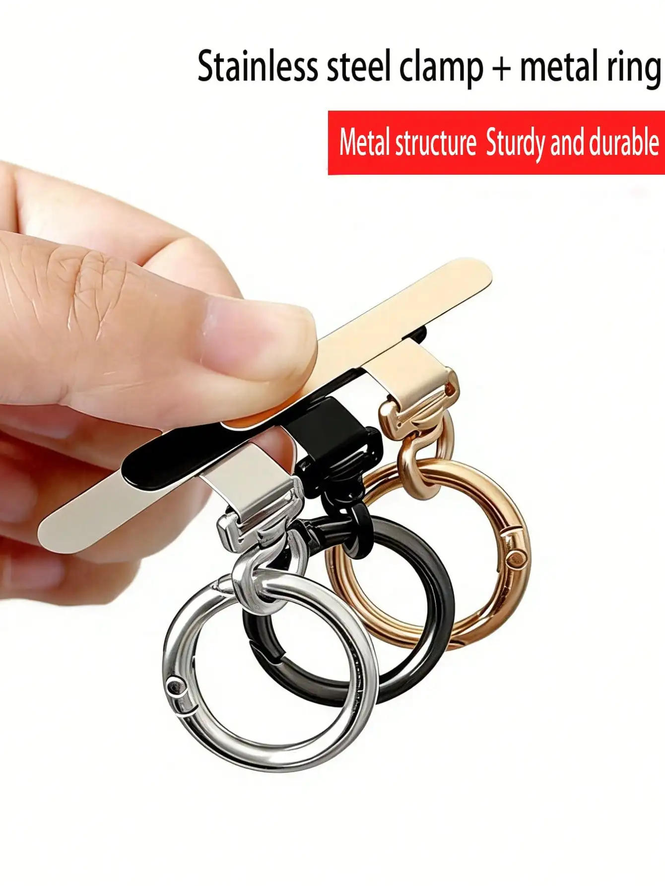 

1pc Ultra-Thin Rotatable Metal Clip, Stainless Steel Connector, Phone Holder Ring, Can Connect Phone Lanyard And Pendant, Suitable For Various Smartphones, Durable