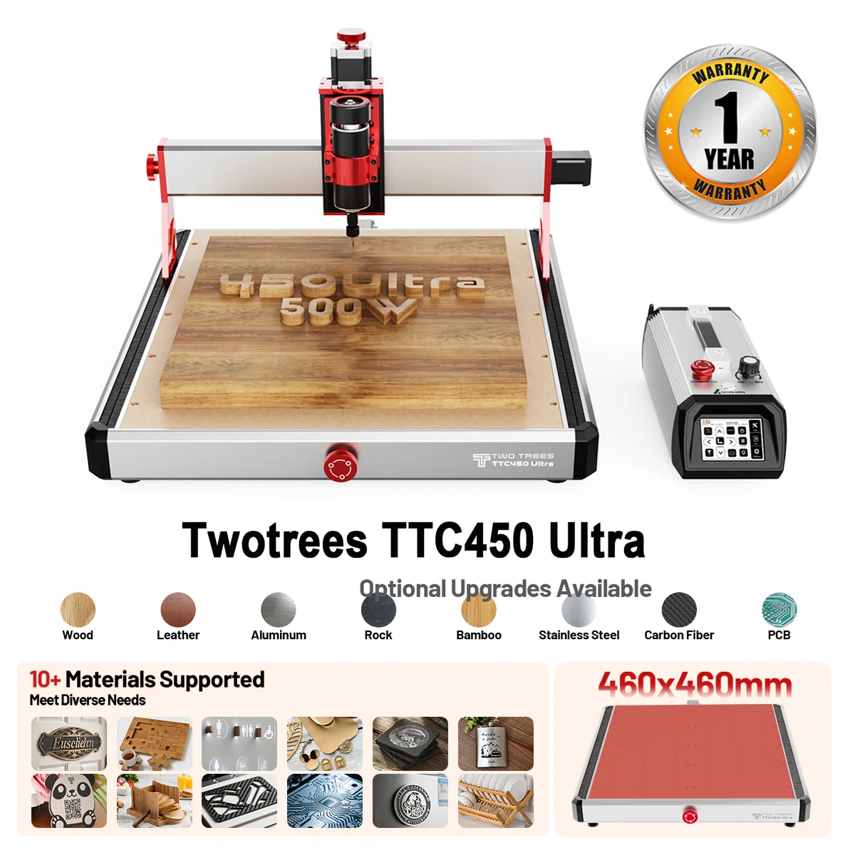 

Twotrees TTC450 Ultra Фрезерный станок с ЧПУ 2-в-1 Лазерный гравировальный резак Фрезерный стол для дерева, камня, алюминия, МДФ-бумаги