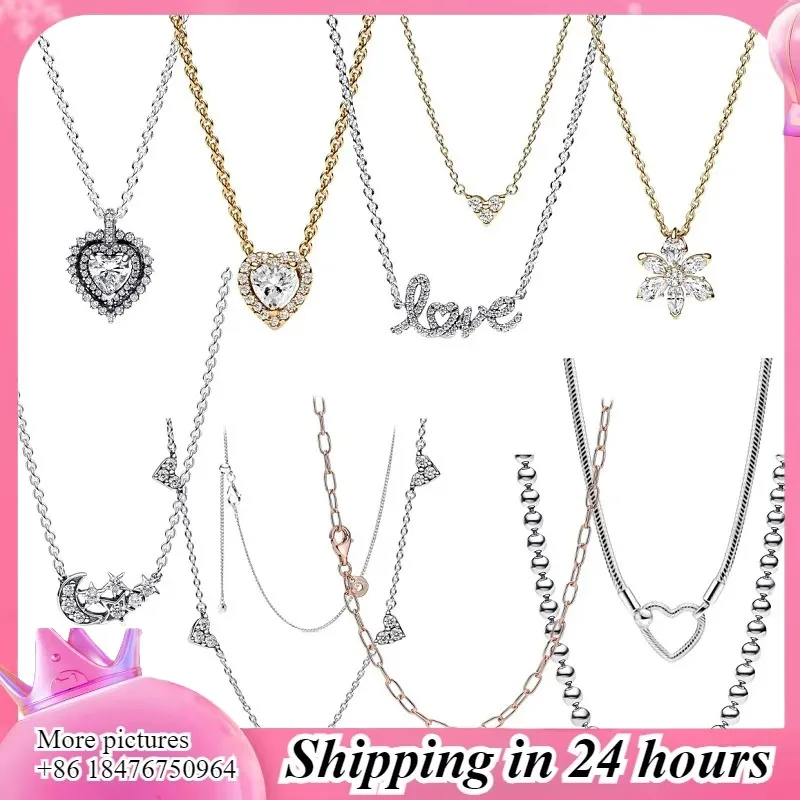 

2024 Shiny Love Moon Snowflake 925 Sterling Silver Necklace – Women's Jewelry, Wedding Necklace