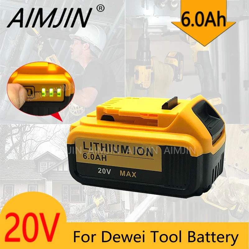 For 20V 6.0Ah Lithium Battery for DEWEI power Tools DCB206 DCB184 rechargeable electric tool set 20v 6000mah Battery