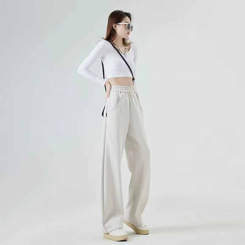 

Fashion Bf Oversize Sweatpants Streetwear High Waist Women Loose Y2K Wide Leg Pants Korean Vintage Pockets Casual Trousers