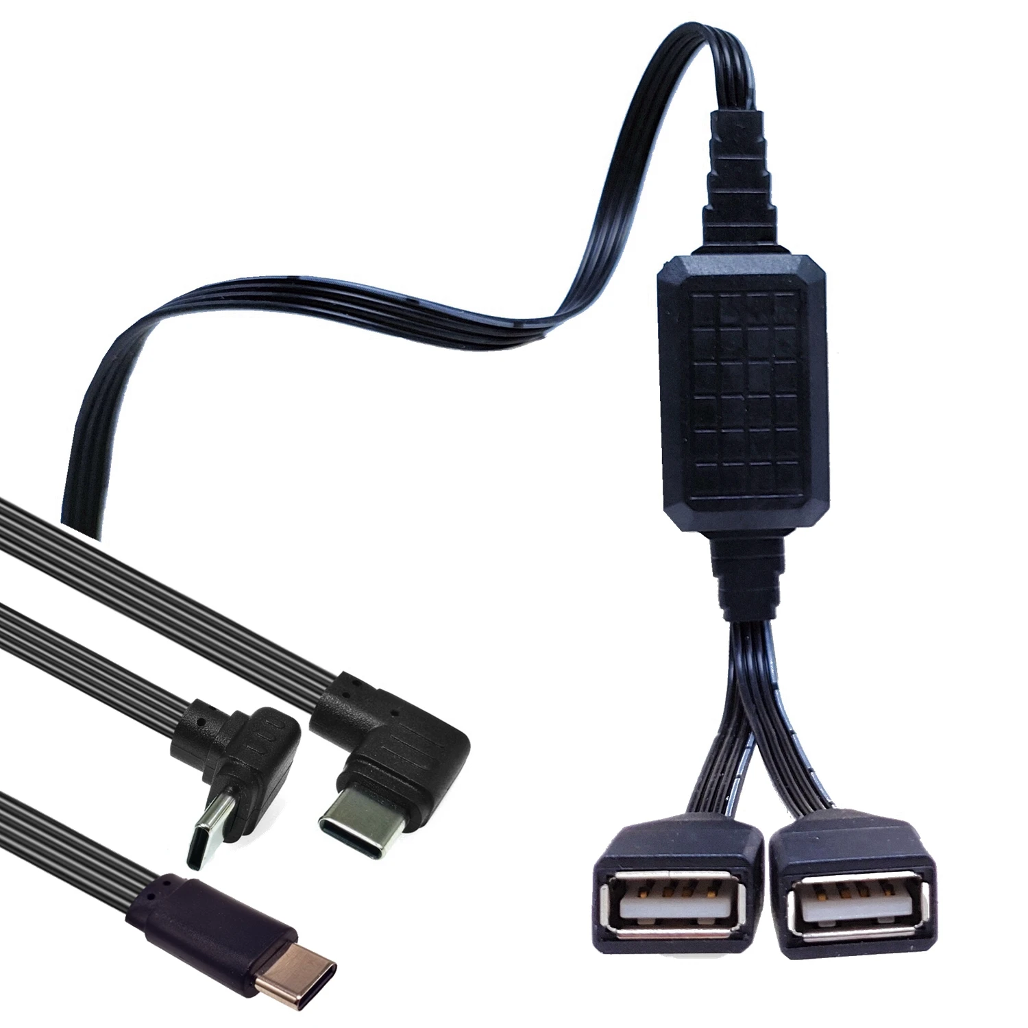 1 male plug to 2 female plugs USB2.0 C OTG extension cable and diverter data cable load adapter diverter converter 20CM 30CM40CM