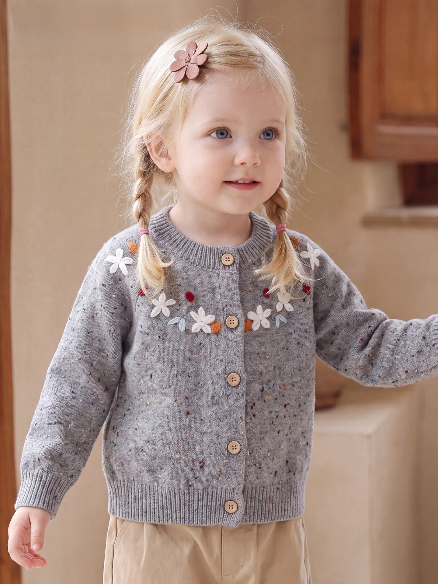 lachapelle-girls'-autumn-knitted-cardigan-sweater-casual-versatile-baby-coat-soft-comfortable-long-sleeve-round-neck-decorated