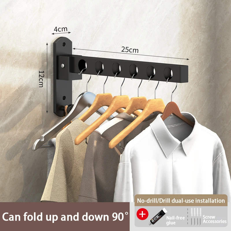 No-drill Balcony Clothes Drying Rack Foldable Concealed Clothes Drying Rack Bathroom Wall-mounted Clothes Rack