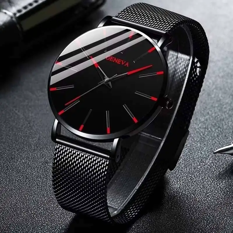 

Fashion Ultra Thin Men’s Business Watches Simple Mesh Band Quartz Wristwatch Casual Man Watch Reloj Hombre
