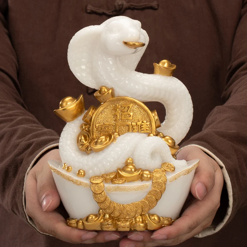 Zodiac Snake Ornament Feng Shui ornaments for attracting wealth Home decoration accessories Resin handicrafts mascot 1pcs