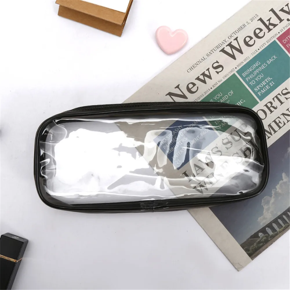 2021 new large-capacity zipper transparent pencil case school pencil case office school stationery storage box