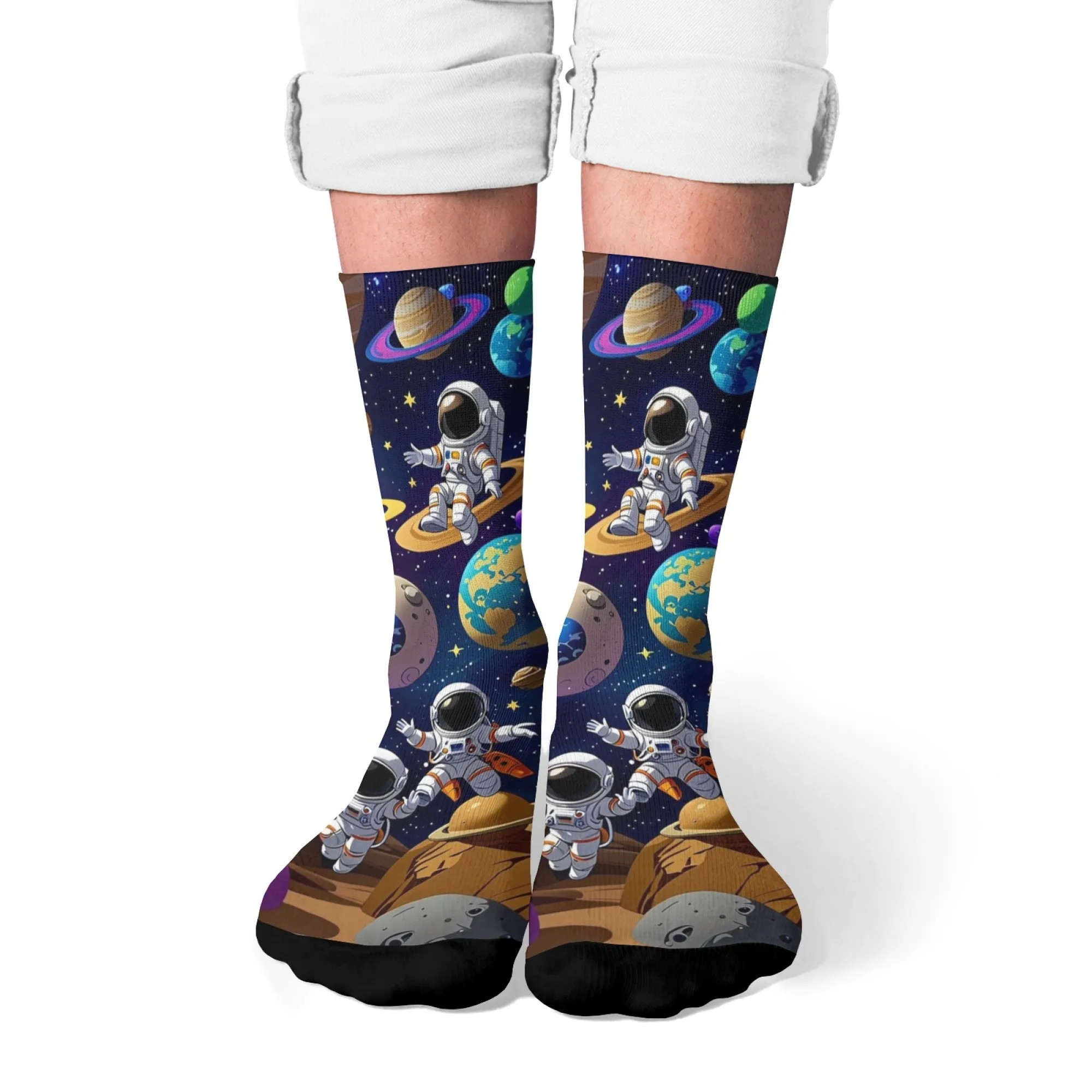 Kreative Illustrationen von Raumszenen Herrensocken Bequeme rutschfeste Freizeitsocken Harajuku Retro Street Hip-Hop-Socken Geschenk