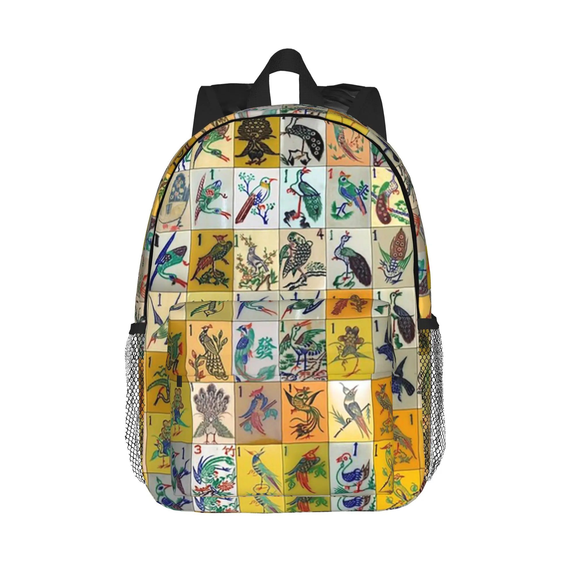 Mah Jongg Birds Mahjong Tiles Backpack Hot Sale Daypack Large Capacity Boys Girls BookBag Shoulder Bags for Men Women School Bag