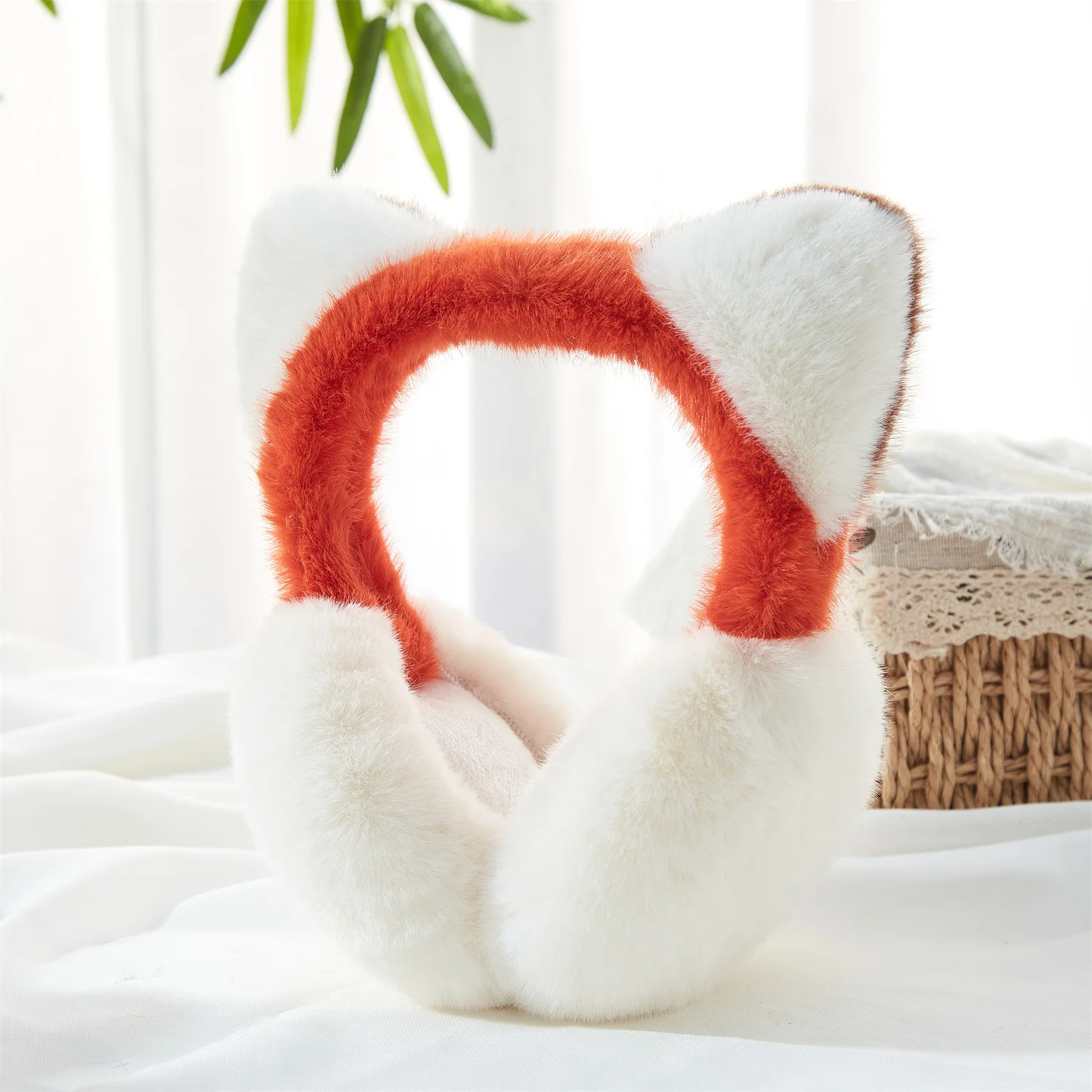 Fox Shape Earmuffs น่ารักสวนสัตว์การ์ตูน topia สัตว์เดียวกันนวัตกรรมสองด้านสีแดงและสีขาวหูผู้หญิง Earmuffs คอสเพลย์ปาร์ตี้