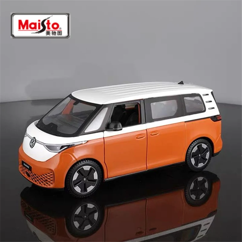 Maisto 1:24 Volkswagen ID BUZZ stop nowy Model autobusu energetycznego odlew metalowy prezenty dla dzieci symulacji Model pojazdów samochodu podróżnego