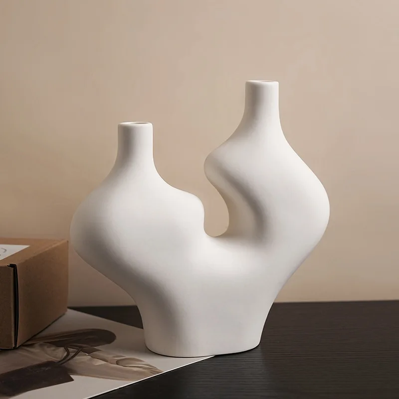 Abstract Human Body Shape Ceramic Vase Modern Irregular Sculpture Vase Minimalist Home Decor Ornament for Living Room