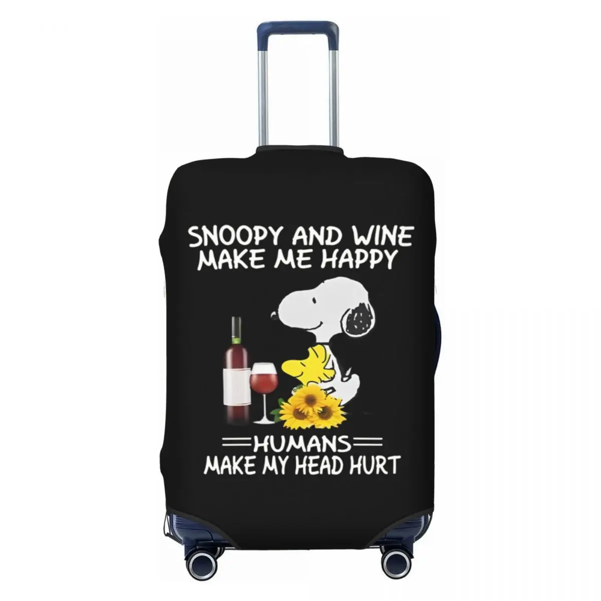 

Funny Snoopy And Wine Luggage Cover Elastic Beagle Dog Travel Suitcase Protective Covers Suit For 18-32 inch