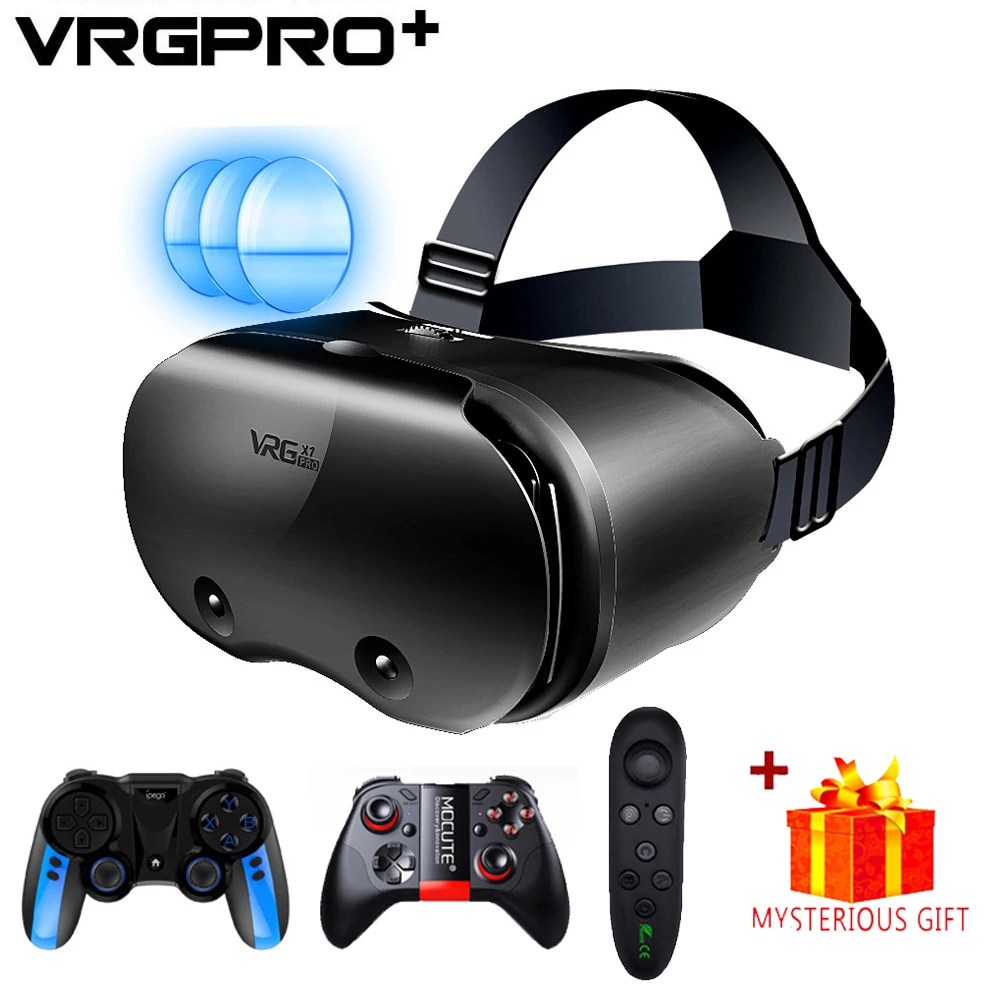 3D VR Glasses Virtual Reality For iPhone Android Smartphone Cell Mobile Phone Helmet Headset Wirth Real With Controller Lenses