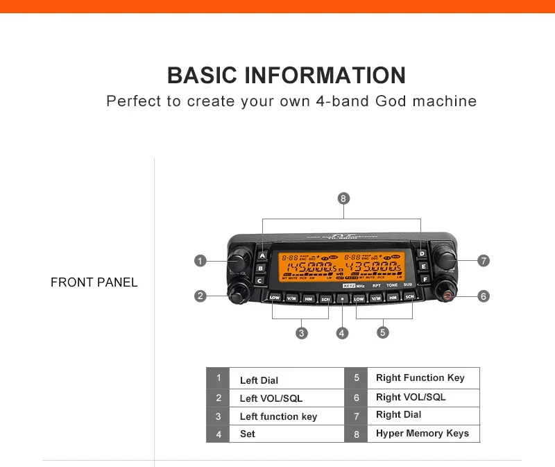 Hot Selling 50W vhf uhf linear amplifier ham radio car walkie talkie km quad band mobile radio station TH-9800