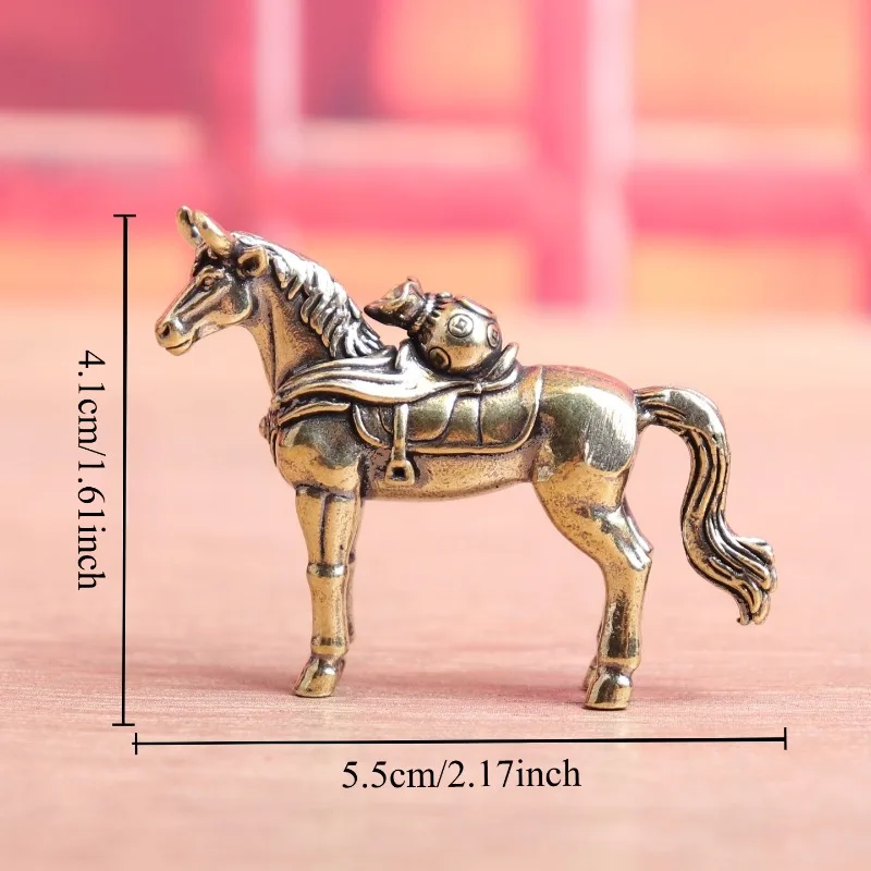 Brass Minotaur Style Hybrid Beast Figurine Retro Mini Metal Statue Desktop Ornament Tea Pet Collectible Craft