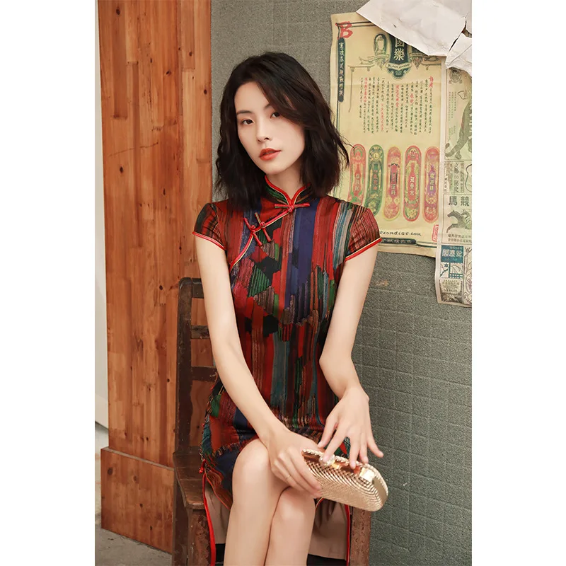 High Quality Real Silk Qipao Cheongsam Top Skirt Fashion Artistic Lady Hanfu Old Shanghai Wear High-End  