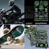 New Monster Energy Motorcycle Stickers Helmet Stickers Waterproof And Sunscreen Electric Vehicle Reflective Decorative Stickers