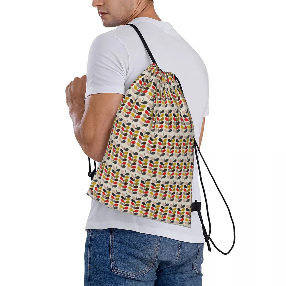 Mochilas Orla Kiely de color cerise y fucsia intenso con asa sólida, bolsas portátiles con cordón, bolsas deportivas, bolsas para libros para hombres, mujeres y estudiantes