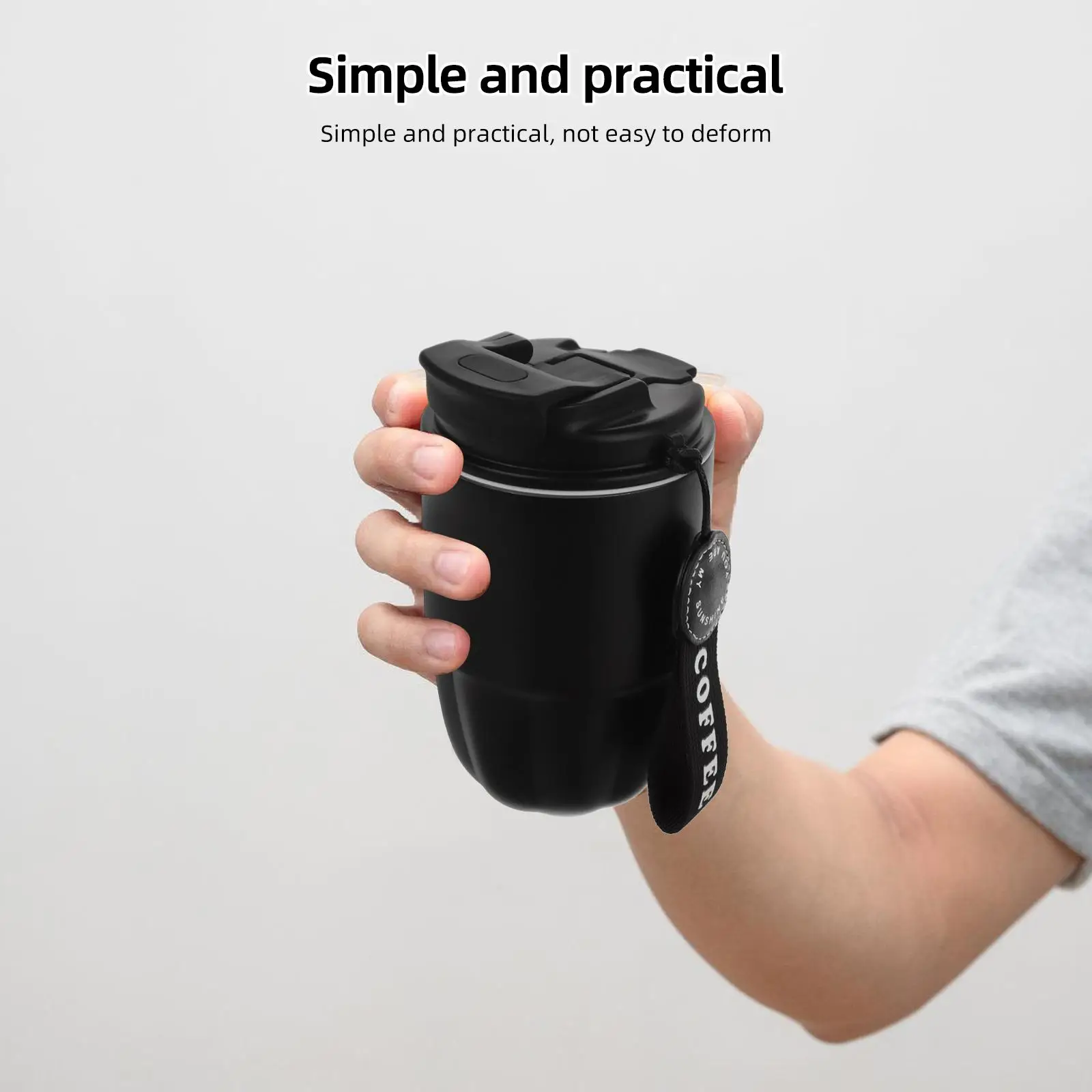 Taza de café portátil de acero inoxidable de 320 Ml, vaso térmico reutilizable de doble pared aislado, vidrio negro a prueba de fugas para viajes de oficina