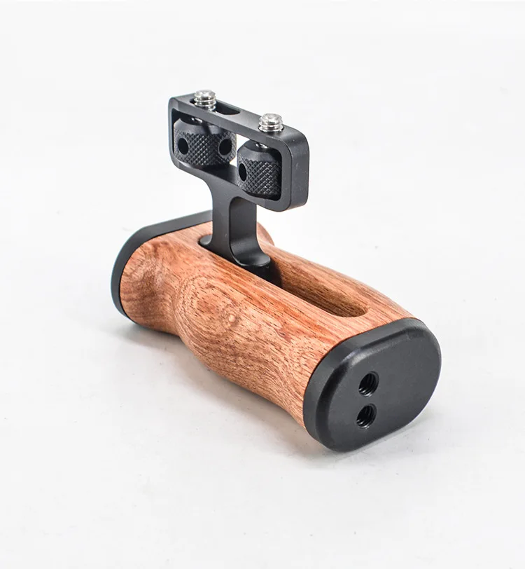 Side Handle Grip for Sony/Canon/Nikon DSLR Camera Cage Left Right Side Wooden Handgrip with Cold Shoe Mount 1/4 3/8 Screw Hole