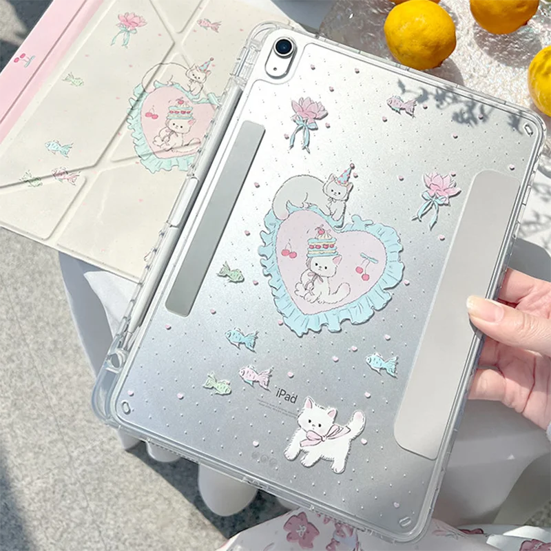 Gentle Kitten Magnetic Detachable iPad Case Fits 10/11th, 2026 Air 11, 2025 Pro 11/13, Mini 6/7, Apple Pencil Slot, Y-Fold