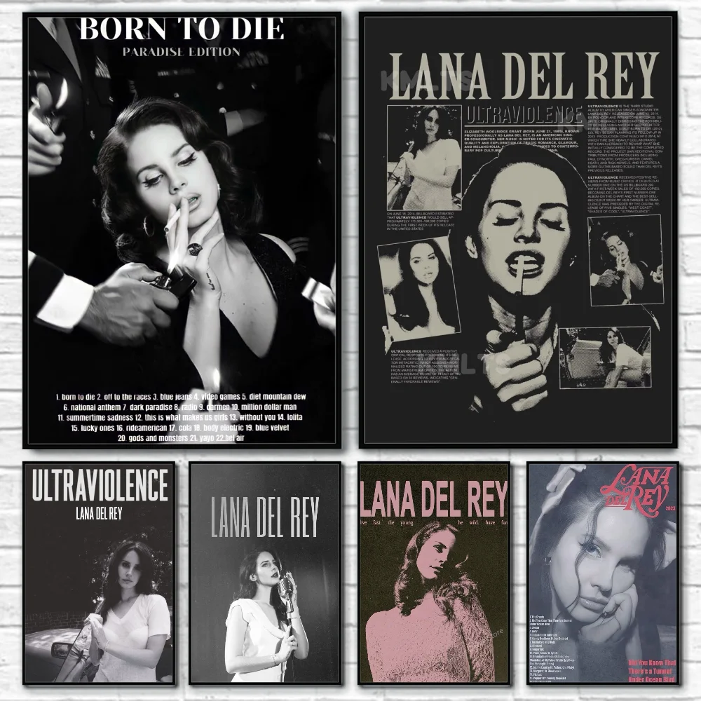 Singer L-Lana Del Ray Poster Sticky Wall Art Printing Waterproof Home Living Bed Room Bar Aesthetic Decor