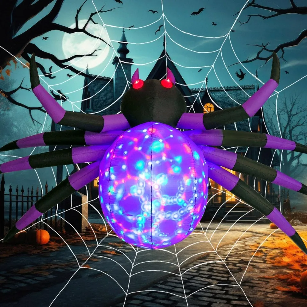 

Halloween Inflatable Outdoor Decoration 9 foot wide spider fried yard decoration Built-in LED applied to the garden party lawn