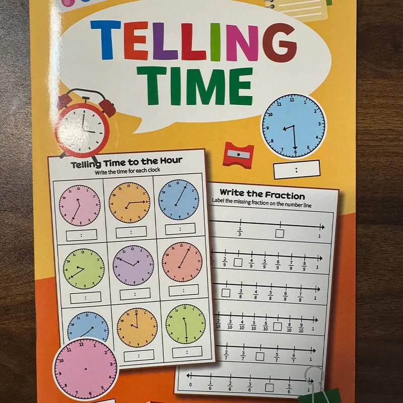 Telling Time Workbook Kids Clock Cognition Exercise Book Children Early Education English Math Time Learning Notebook