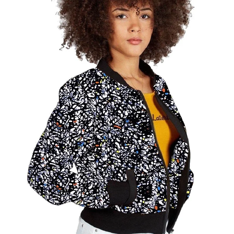 Elegant Women Ankara Outfit Colorful Bomber Jackets New Arrivals African Style Female Baseball Coat