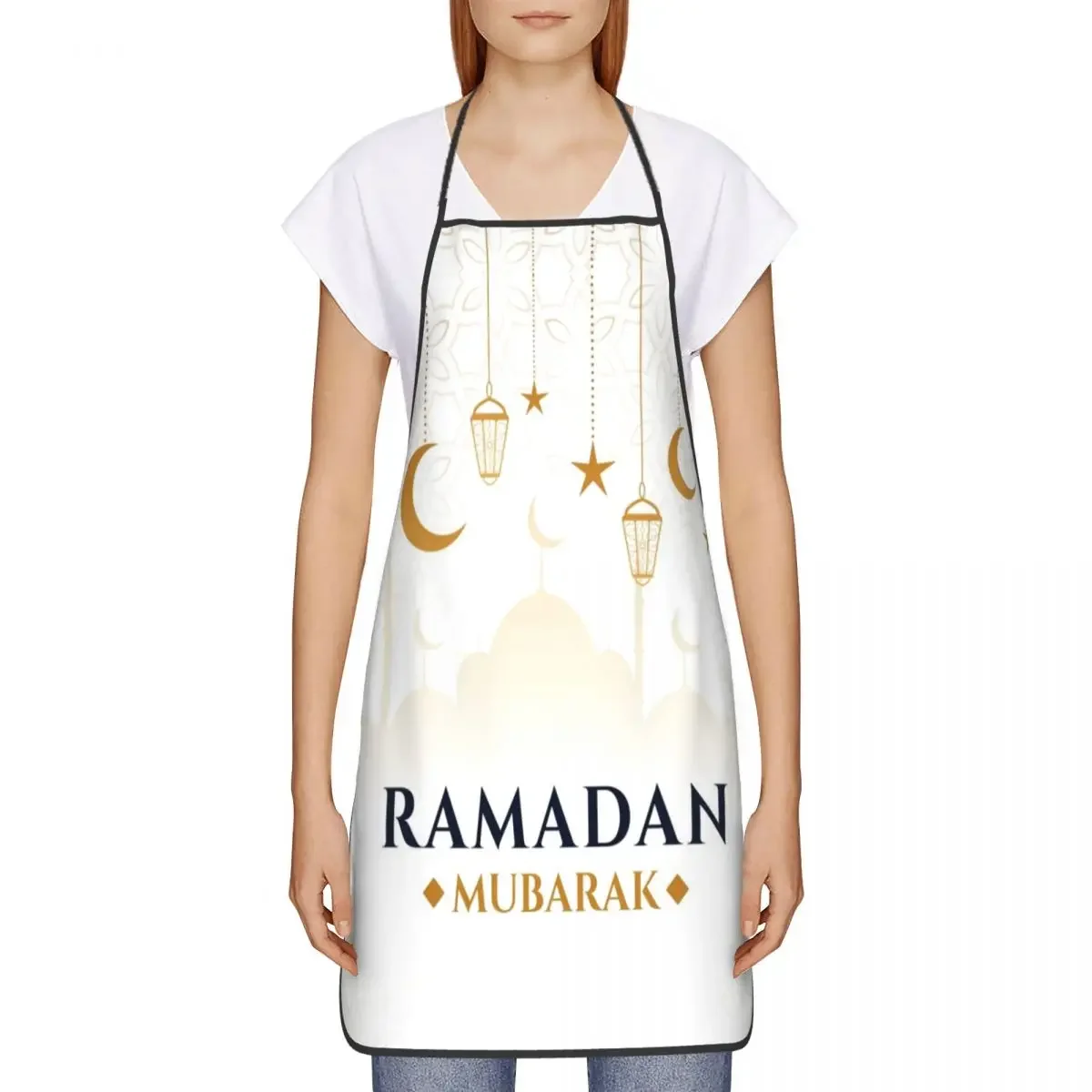 Unisex Ramadhan Kitchen Chef Cooking Baking Apron Men Women Muslim Islamic Moon Eid Mubarak Tablier Cuisine for Gardening