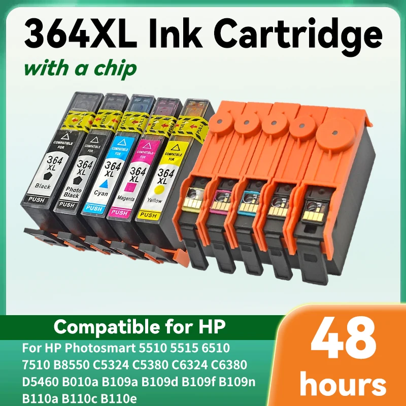 Ink Cartridge Compatible for HP Photosmart 5510 5515 6510 B010a B109a B209a Deskjet 3070A Printer for HP364XL HP 364 XL 364XL