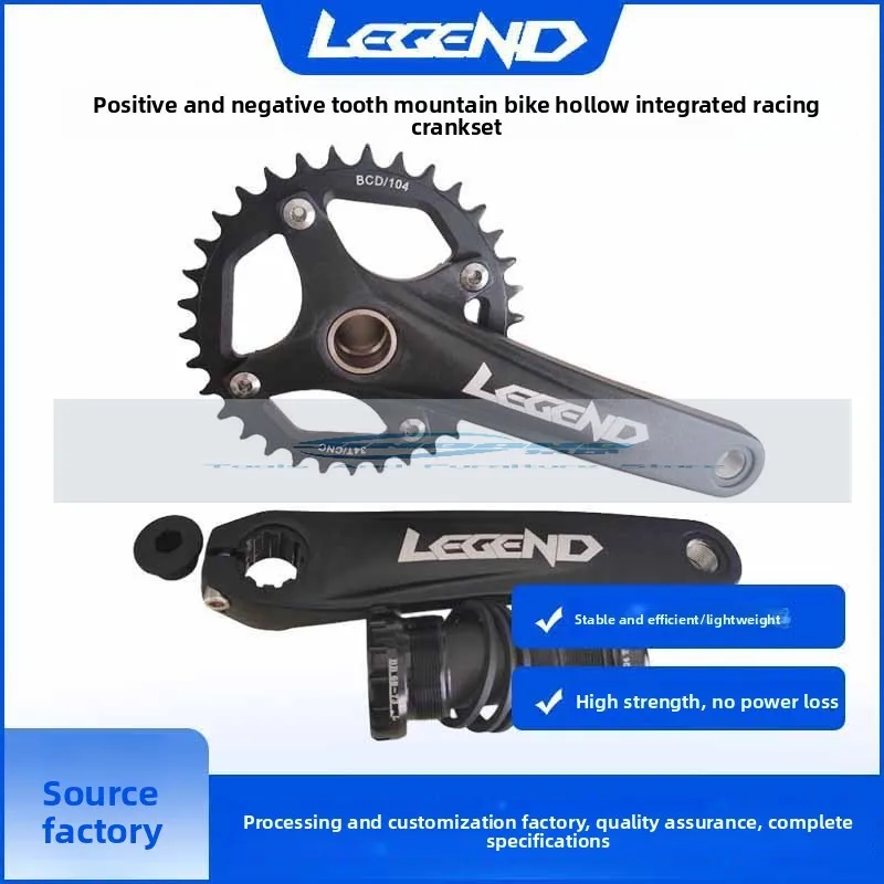 

LEGEND Mountain Bike 34T Hollow Integrated Chainring Track Bike 170MM Square Bore Aluminum Alloy Roulette Sprocket Crank