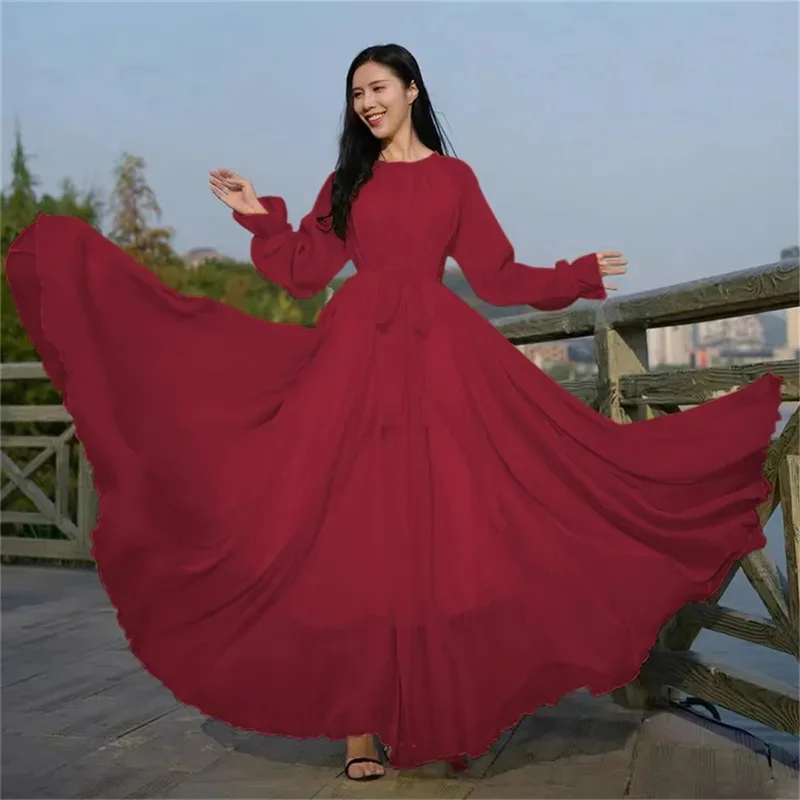 Maxi Dress Women\'s Sundress Abaya Dubai Chiffon Muslim Dresses 2026 New African Turkey Islam Kaftan Robe Long Dresses Vestidos
