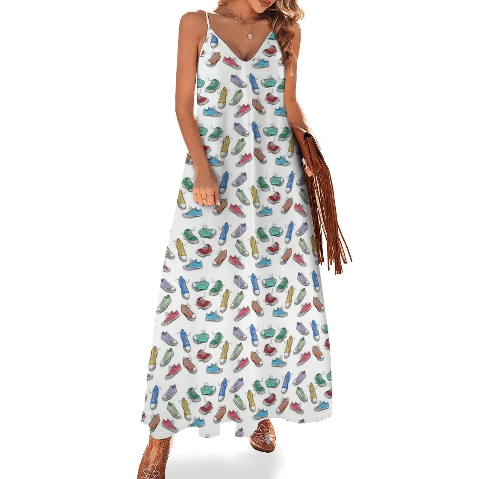 

Sneakers shoes pattern Sleeveless Dress Woman clothes women's evening dresses dress party evening elegant luxury celebrity Dress