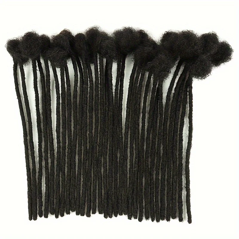 Extensions de dreadlocks faites à la main pour hommes et femmes, extension de cheveux humains, 0.4 vrais cheveux humains, 100% cm, 4-18 po