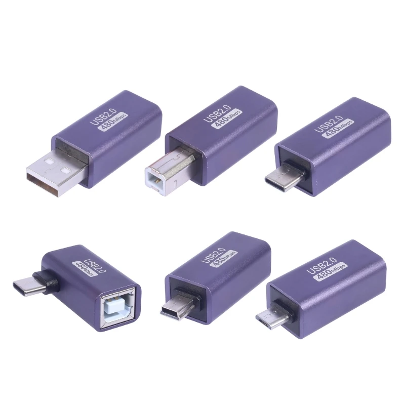 USB/USB B/Type C/Minis USB/MicroUSB Male Male Convert Connectors Support Data & Charging for Printers/Scanner K1KF