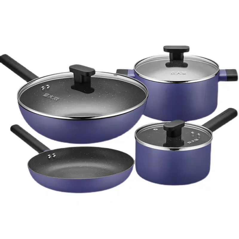 

Nonstick Frying Pan Skillet Granite Stone Coating Omelette Pan Cast Aluminum Onion Soup Pot Work Pan Kitchen Cookware (Blue)