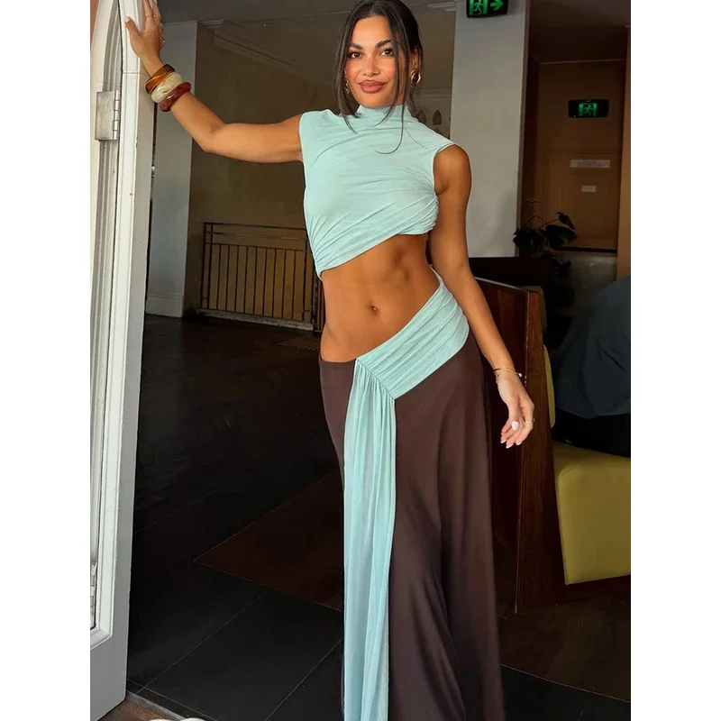 리본 허리 없는 드레스 여성 섹시 패치워크 백리스 민소매 심플 프롬 파티 스트레치 우아한 불규칙 바디콘