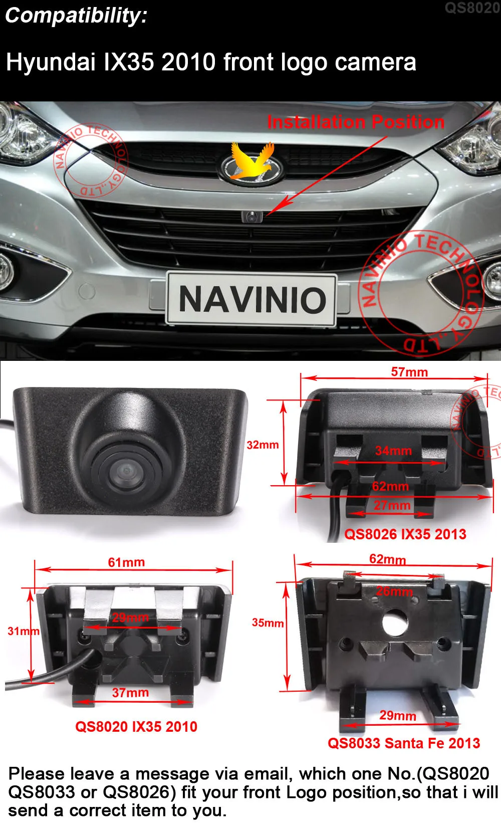 Color CCD Vehicle logo Front view camera for Hyundai IX35 I35 from 2010 2013 waterproof NTSC PAL ( Optional)