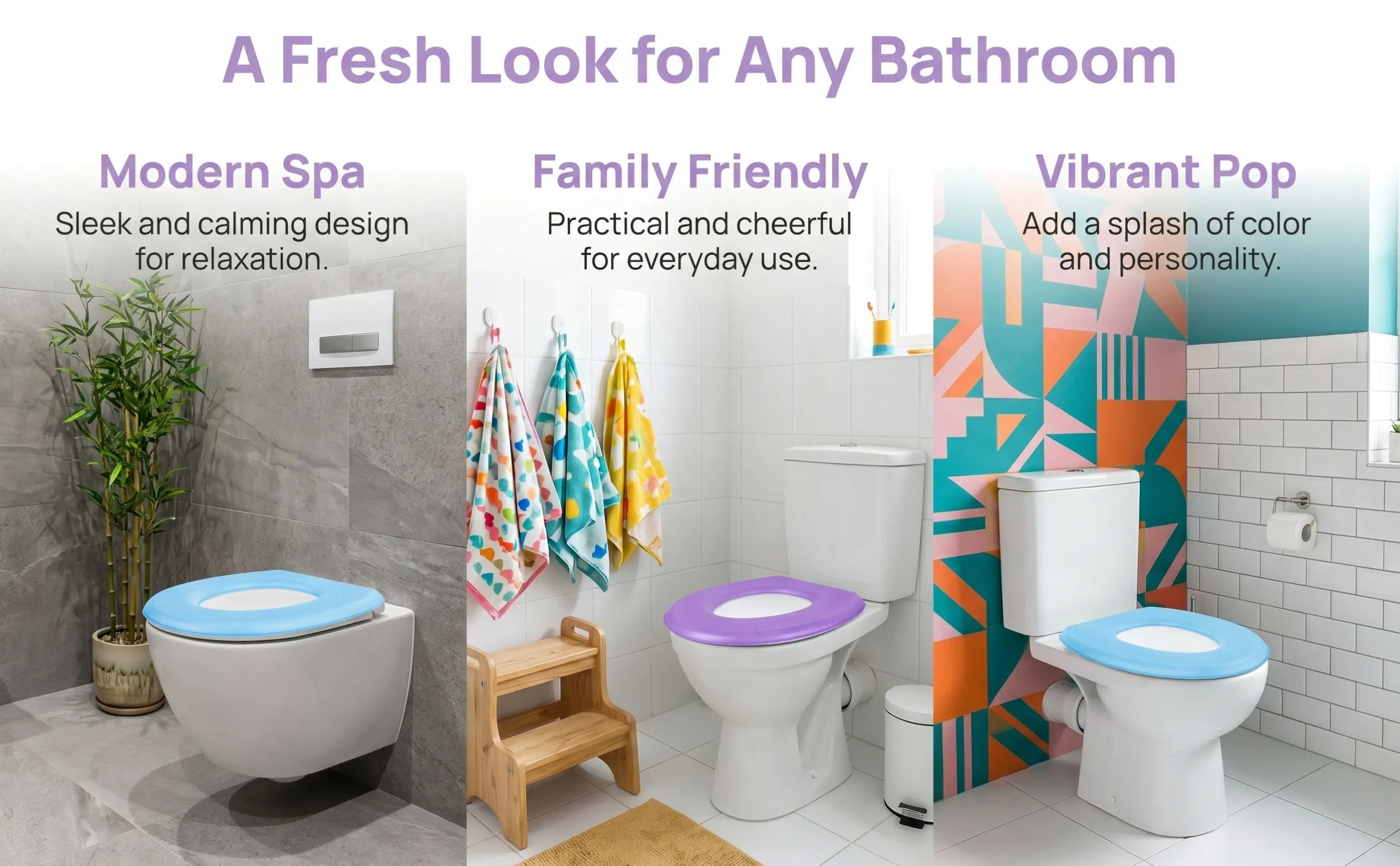 2Pcs Water-Proof Toilet Cushion O-Ring Design Comfortable Skin-Friendly Eva Toilet Cover Washable Bathroom Supply
