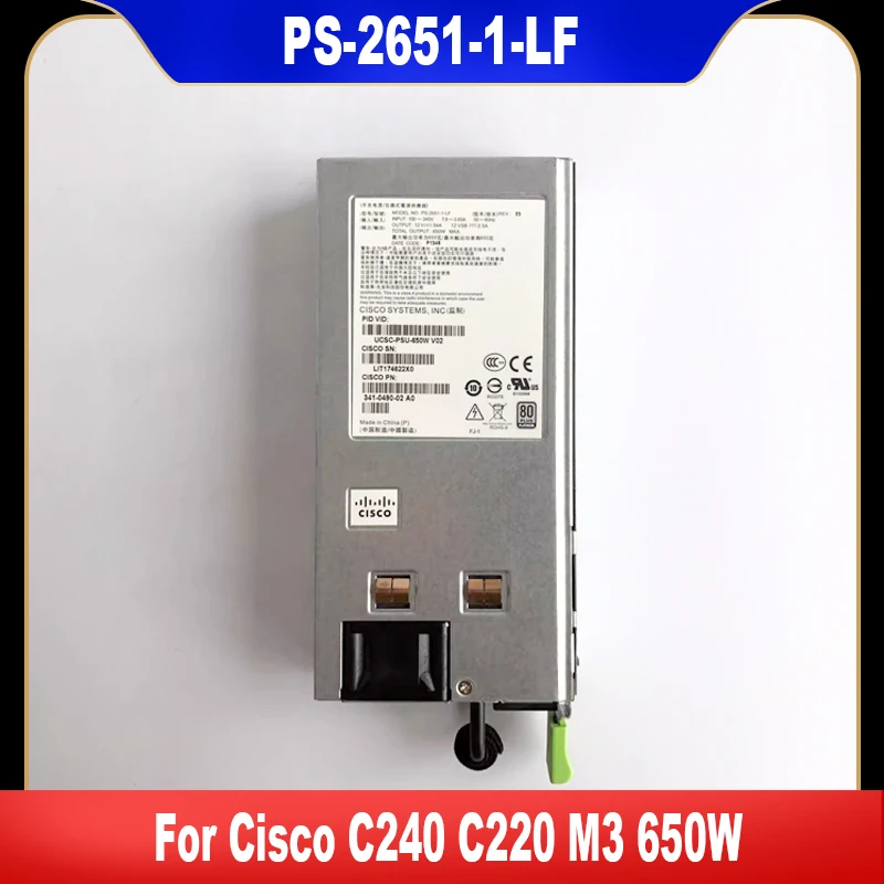 PS-2651-1-LF Original For Cisco C240 C220 M3 650W Server Power Supply UCSC-PSU-650W V02